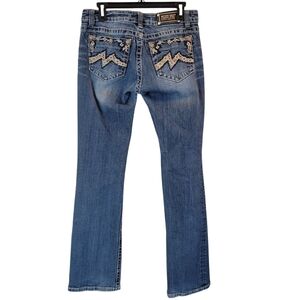 Y2K Miss Me Embellished Low Rise Boot Cut Denim Jeans Pants